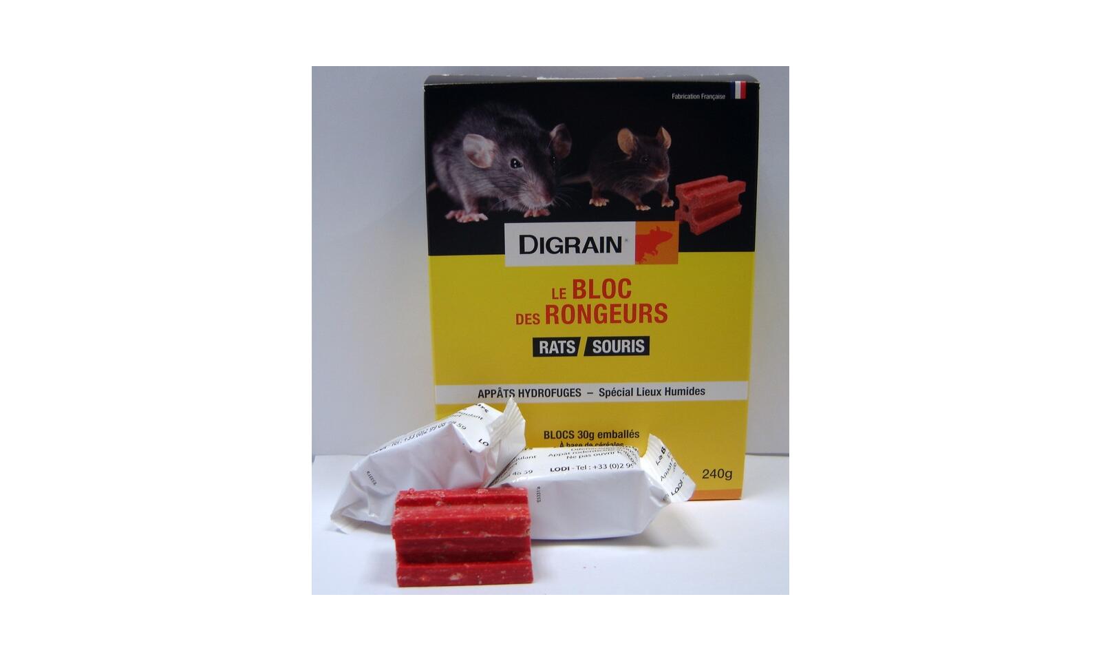Bloc rodenticide. Idéal pour lieux humides