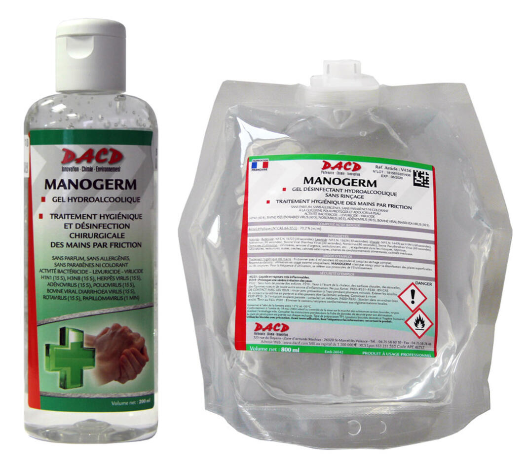 Gel désinfectant hydroalcoolique sans rinçage
