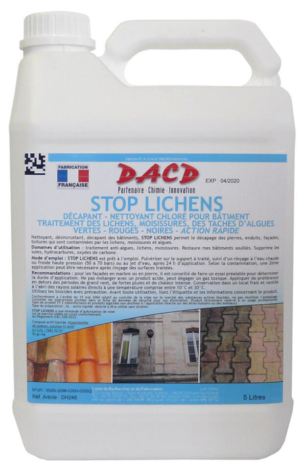 Décapant nettoyant chloré façades, murs, toitures